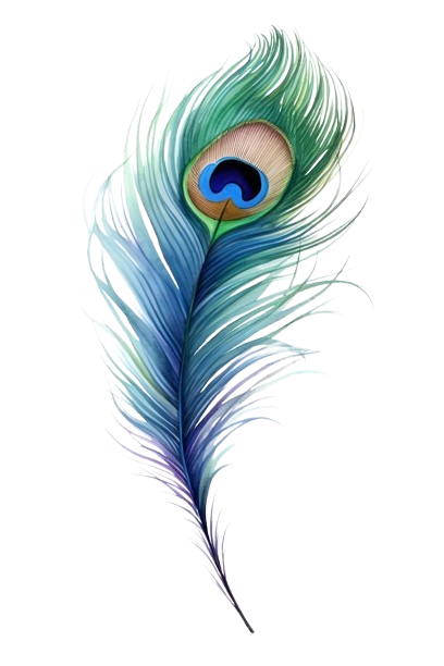 A peacock feather gently swinging with golden glitters